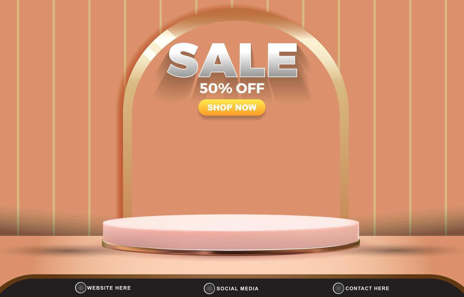 sale discount template banner with blank space 3d podium for product sale with abstract gradient brown background design vector