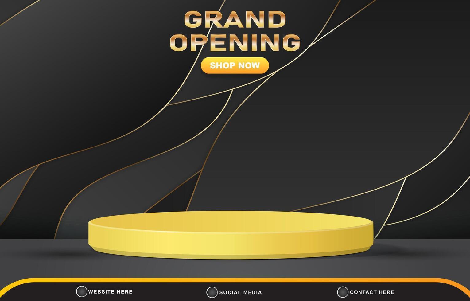 grand opening sale template banner with blank space 3d podium for product sale with abstract gradient black background design vector