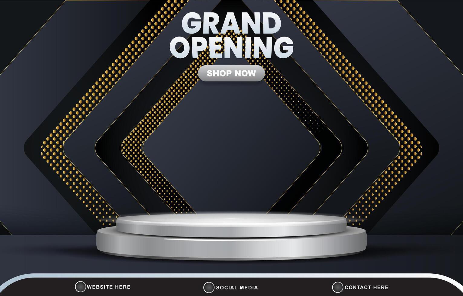 grand opening sale template banner with blank space 3d podium for product sale with abstract gradient black background design vector
