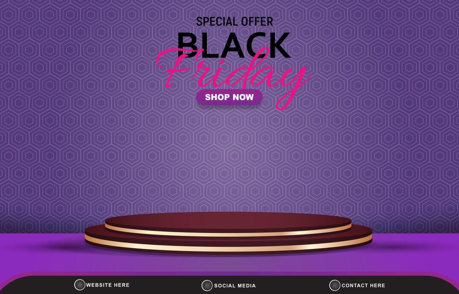 special offer black friday sale discount template banner with blank space 3d podium for product sale with abstract gradient purple background design vector