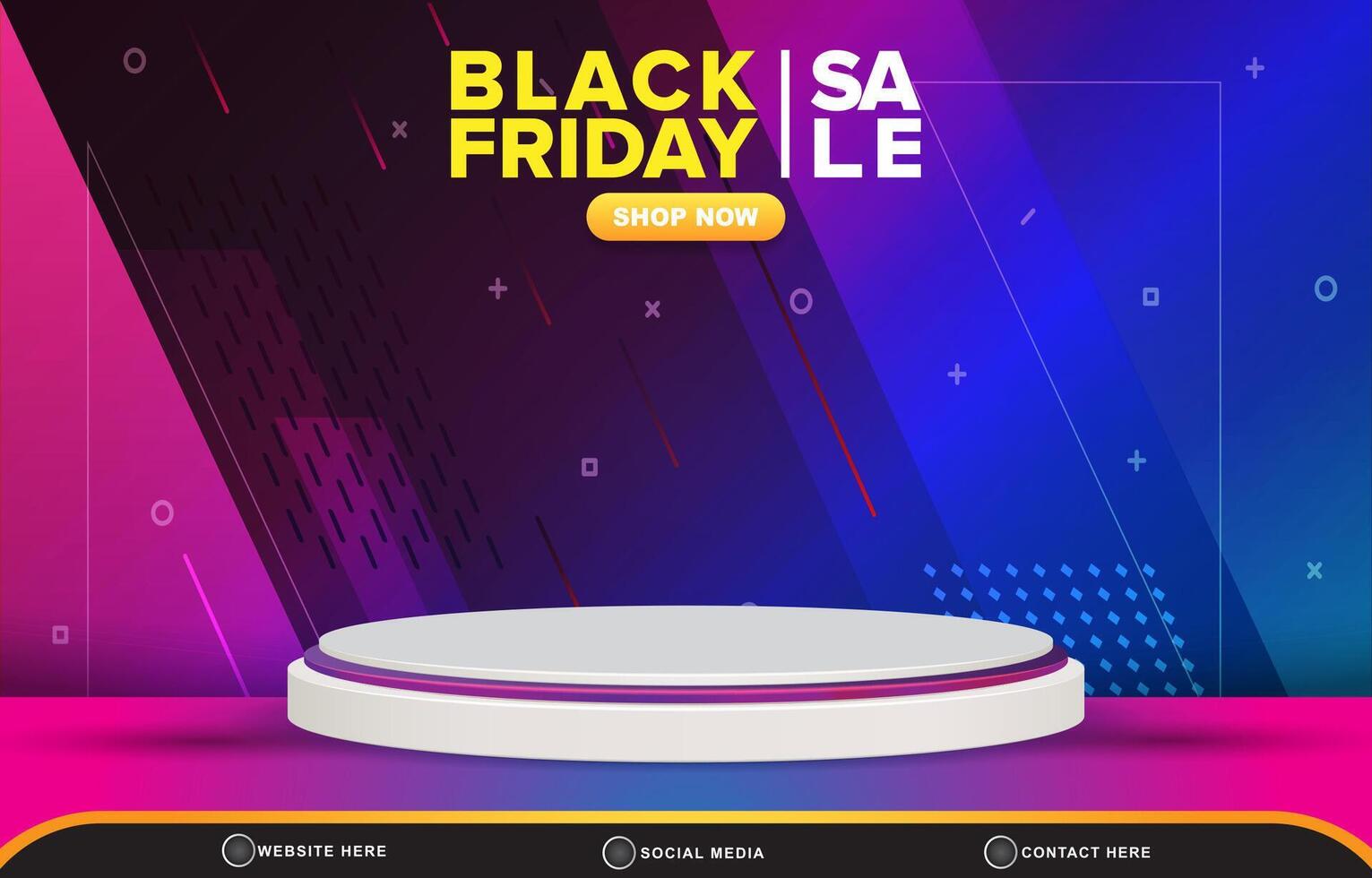 black friday discount sale template banner with blank space 3d podium for product sale with abstract gradient purple and blue background design vector