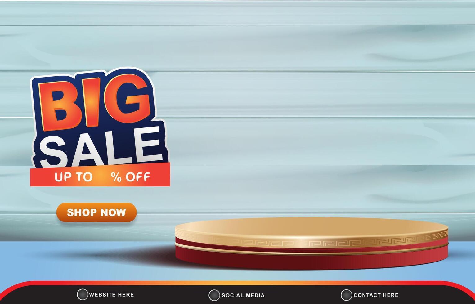 big sale discount template banner with blank space 3d podium for product sale with abstract gradient blue background design vector