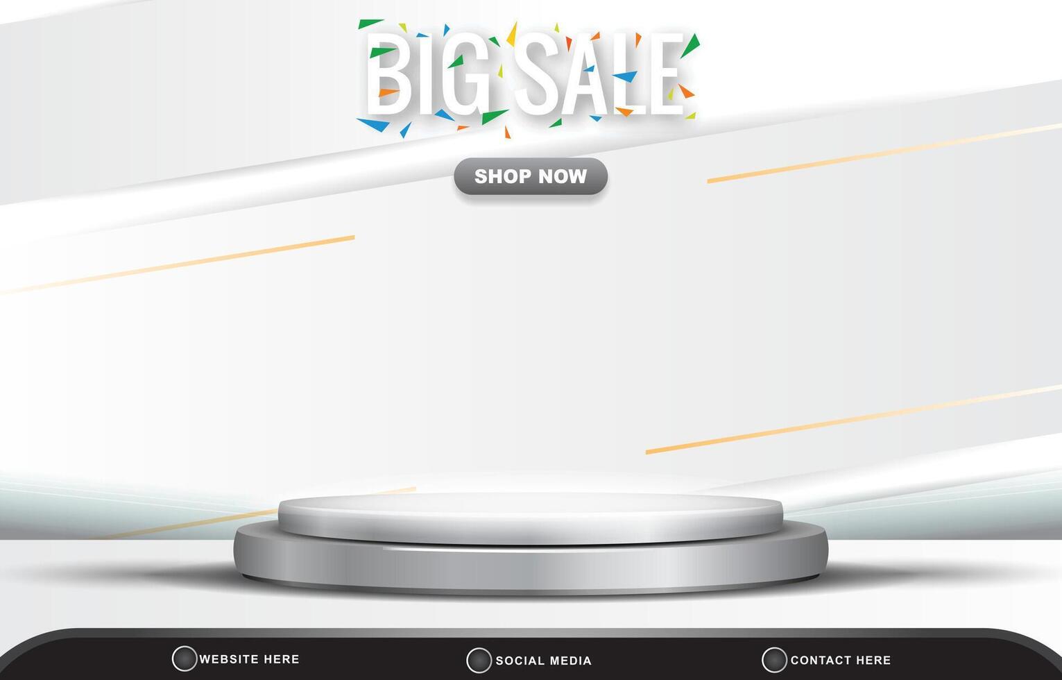 big sale discount template banner with blank space 3d podium for product sale with abstract gradient white background design vector