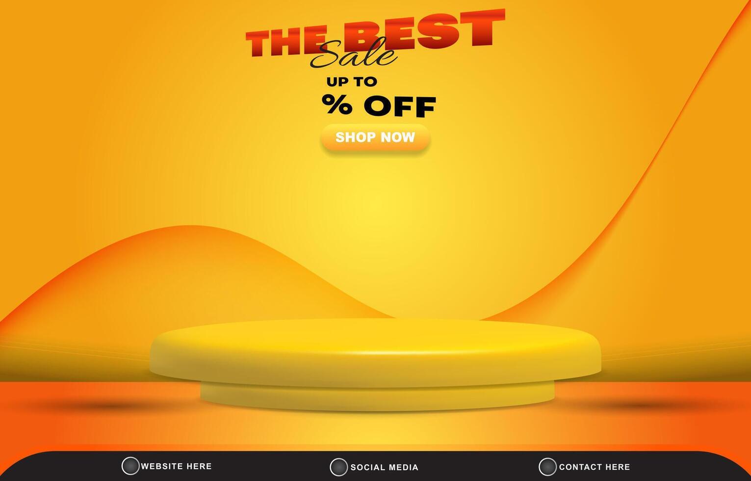 best sale discount template banner with blank space 3d podium for product sale with abstract gradient orange and yellow background design vector
