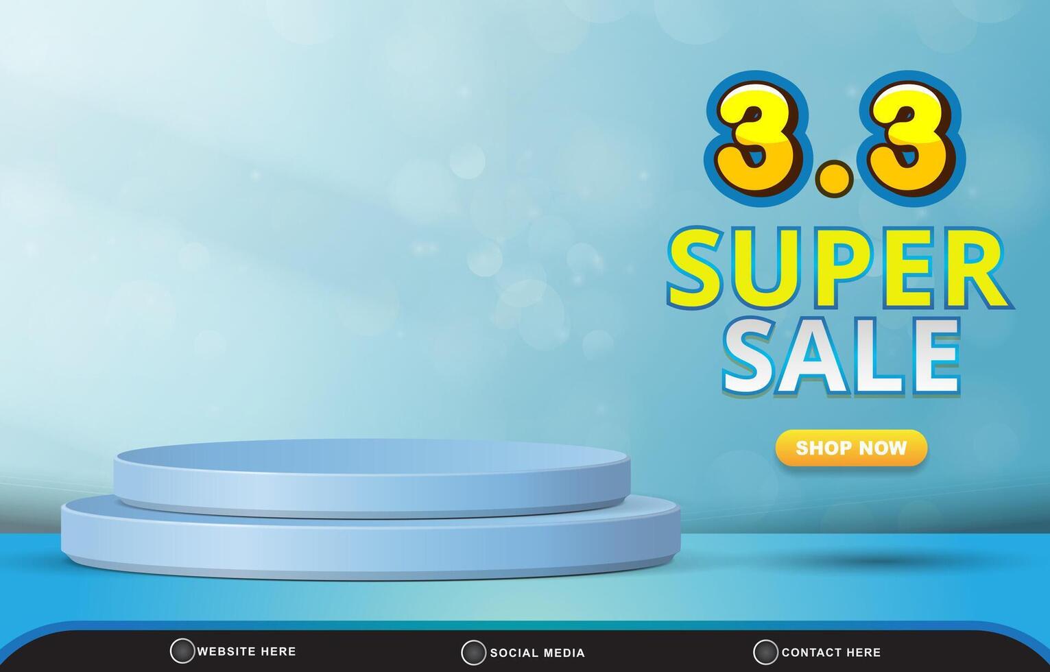 03.03 super sale template banner with blank space 3d podium for product sale with abstract gradient blue and white background design vector