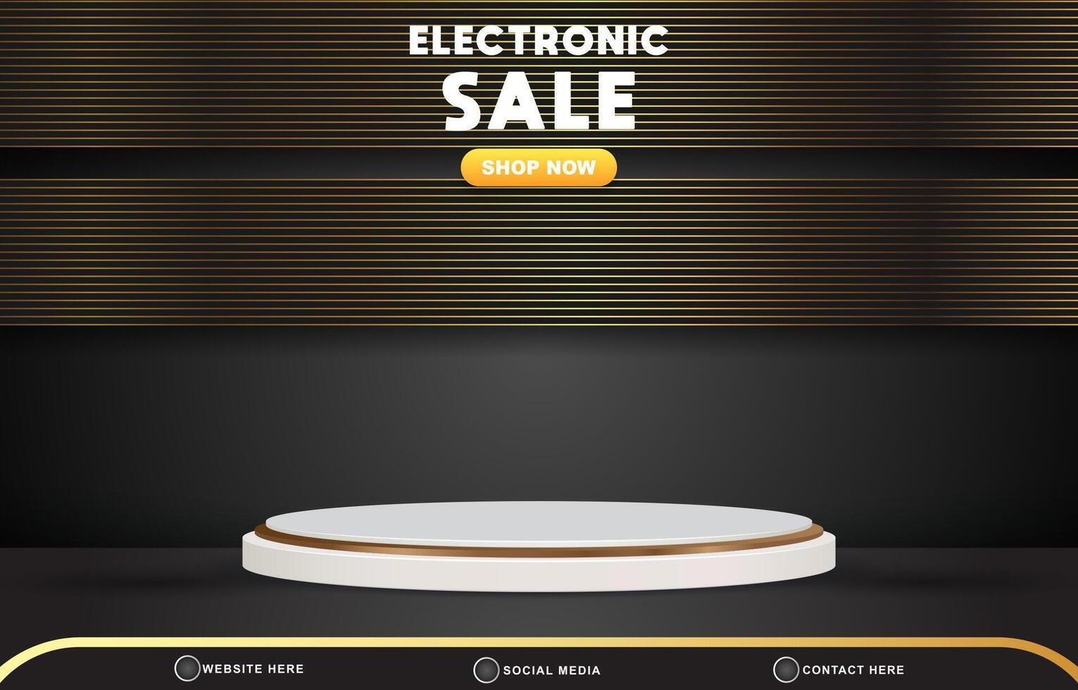 electronic sale discount template banner with blank space 3d podium for product sale with abstract gradient black and brown background design vector