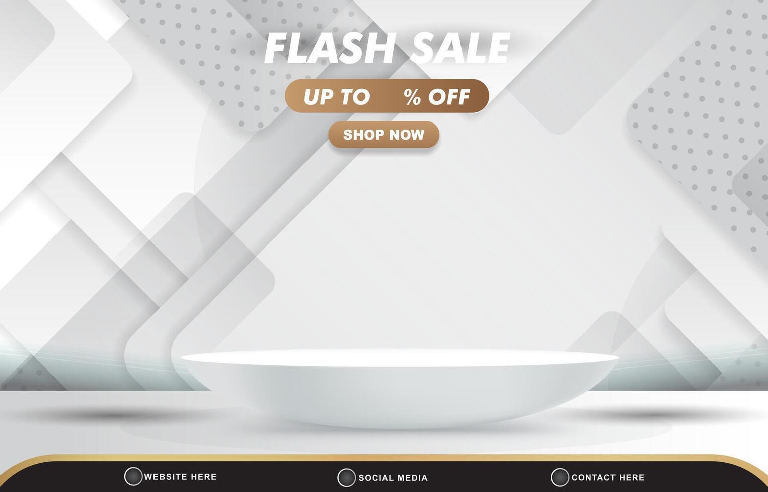 elegant flash sale discount template banner with blank space 3d podium for product sale with abstract gradient white background design vector
