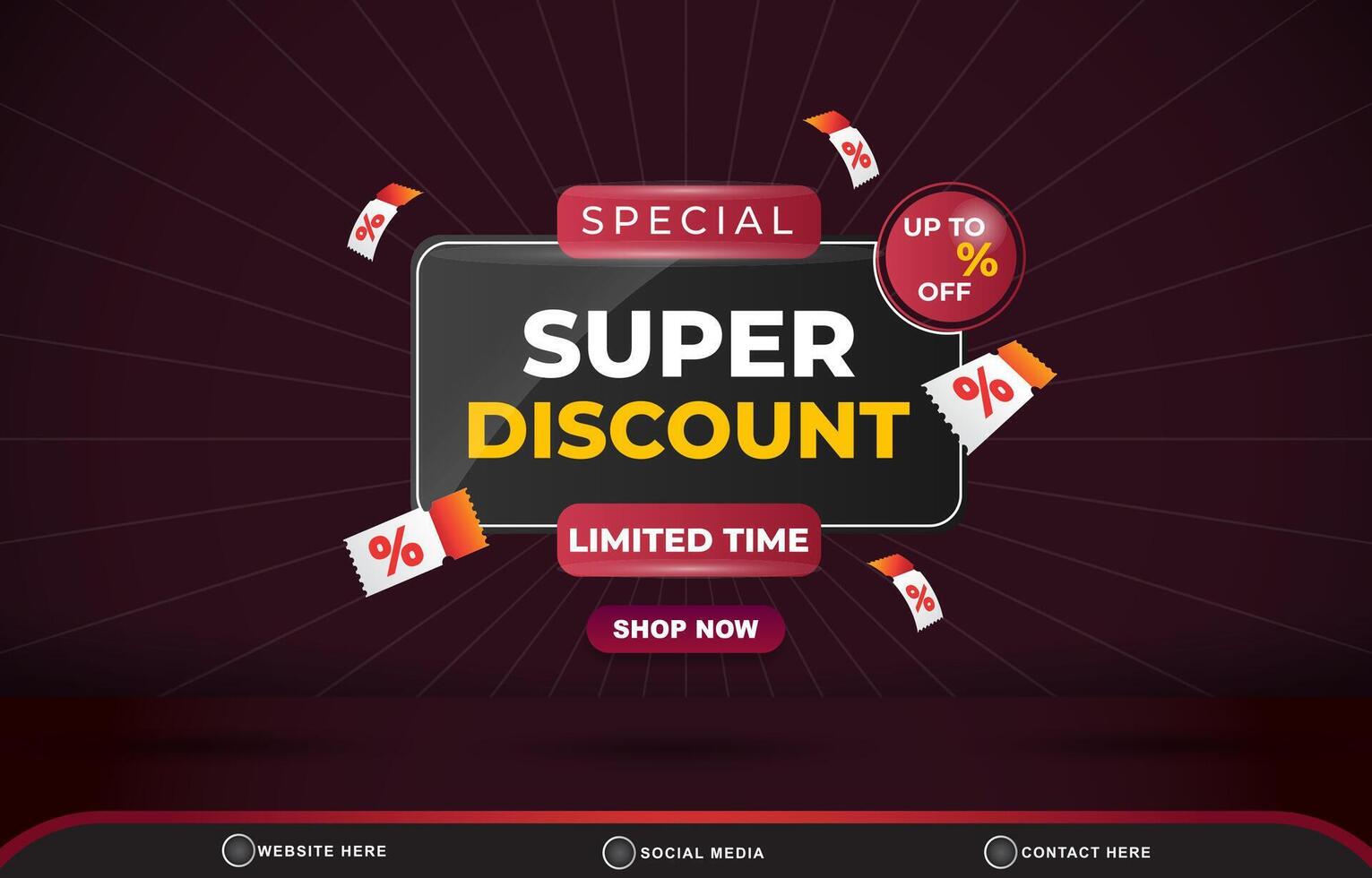 special super discount sale with landscape template banner copy space 3d podium for product sale with abstract gradient purple and red background design vector