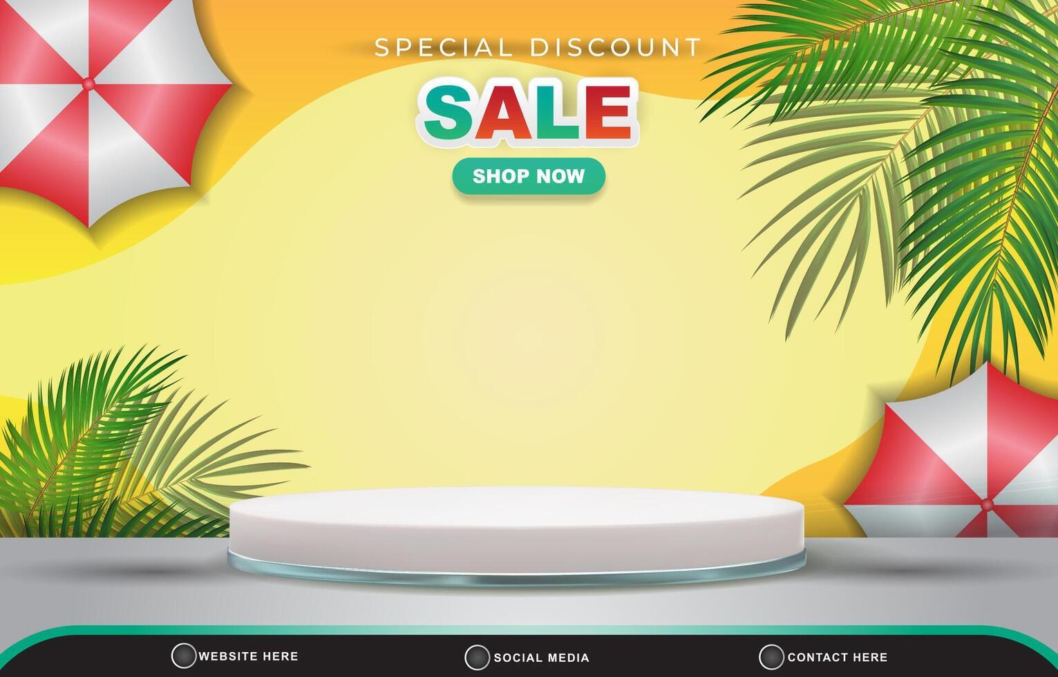 summer sale discount discount template banner with blank space 3d podium for product sale with abstract gradient orange and yellow background design vector
