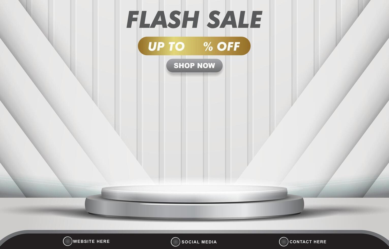 flash sale discount template banner with blank space 3d podium for product sale with abstract gradient grey and white background design vector
