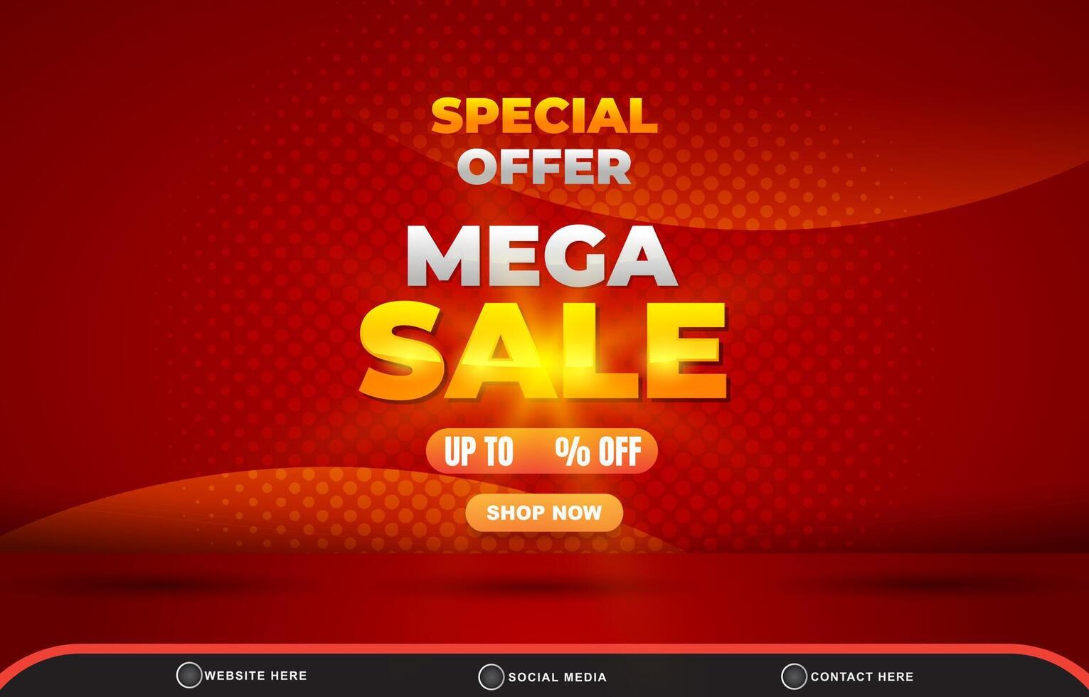 special offer mega sale discount for social media post banner with copy space for product sale with abstract gradient red background design vector