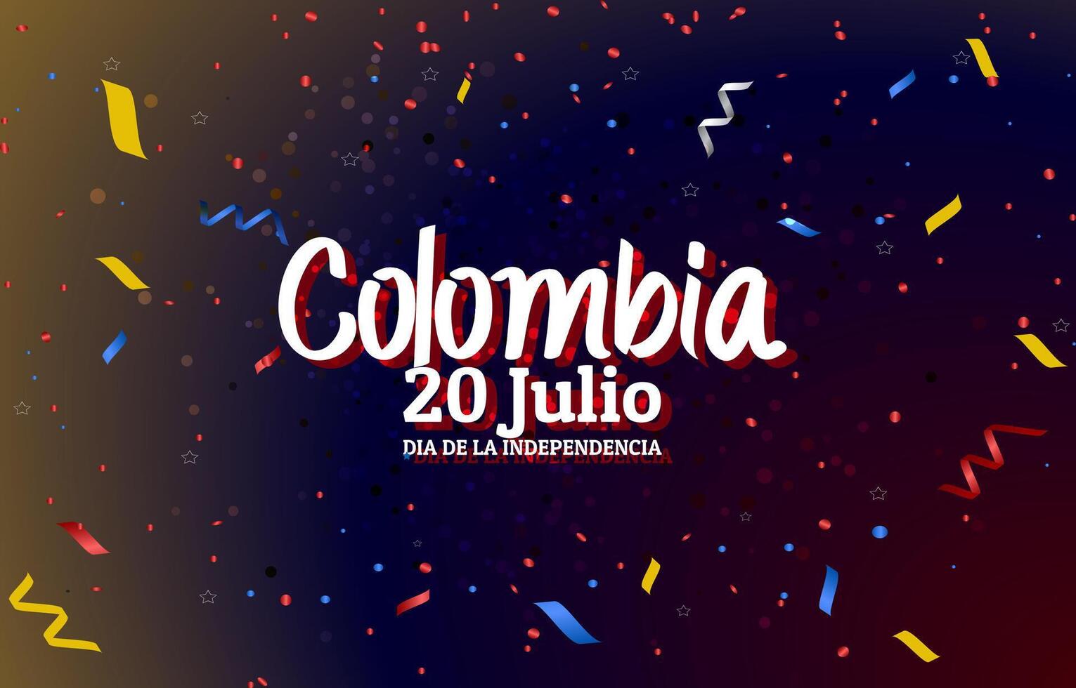 happy 20th of july colombia independence day landscape banner for social media post with abstract gradient yellow blue and red background design5 vector