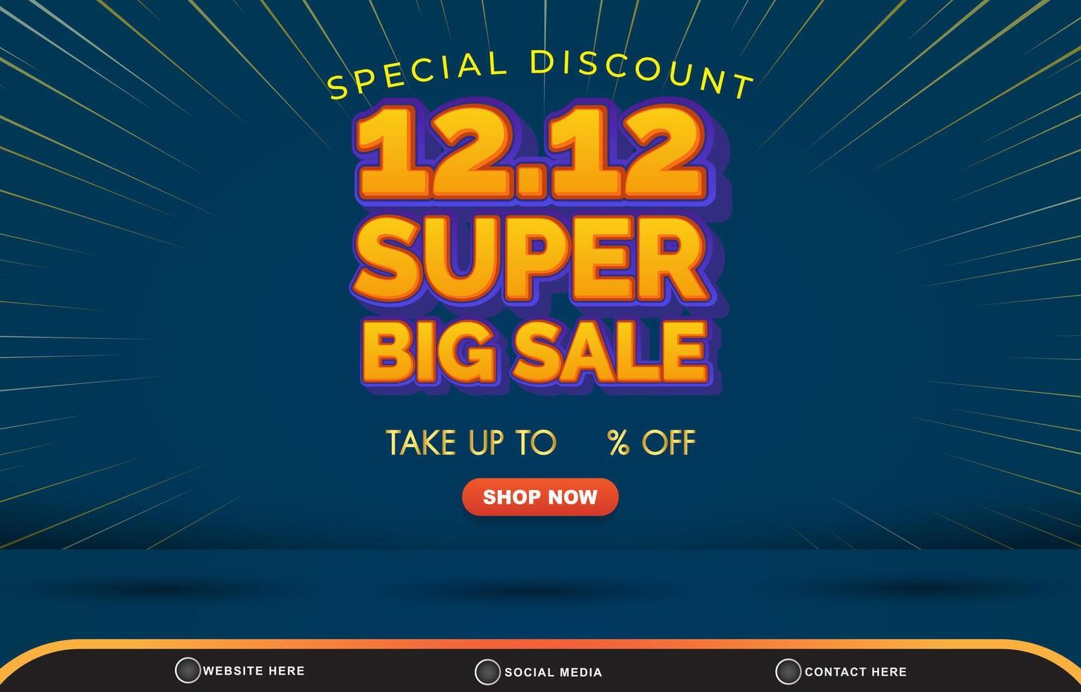 special discount 12.12 super sale for social media post banner with copy space 3d podium for product sale with abstract gradient blue and green background design vector