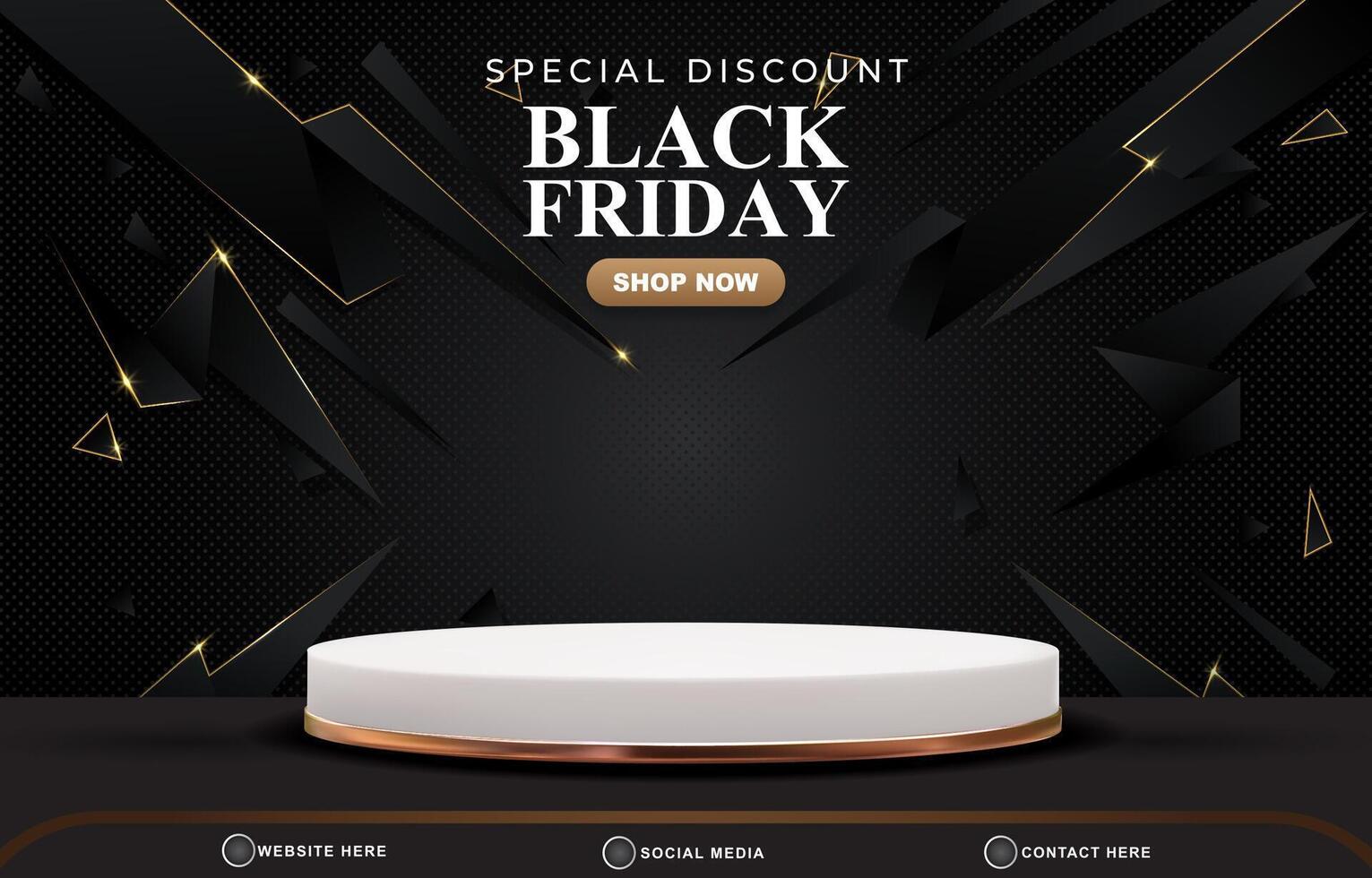 special discount black friday sale template banner with blank space 3d podium for product sale with abstract gradient black background design vector
