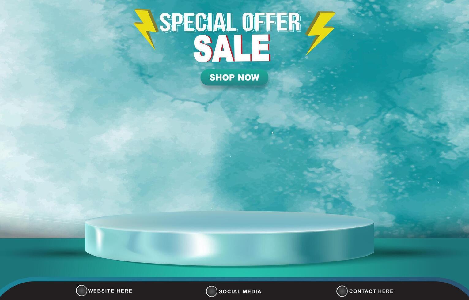 special offer sale template banner with blank space 3d podium for product sale with abstract gradient blue and white background design vector