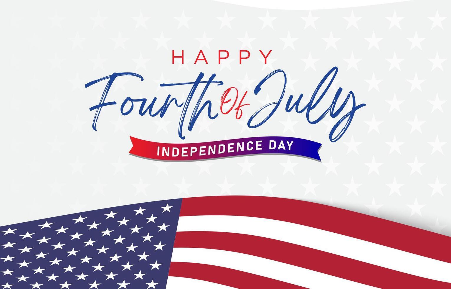 happy 4th of july america independence day landscape banner for social media post with abstract gradient white background design vector