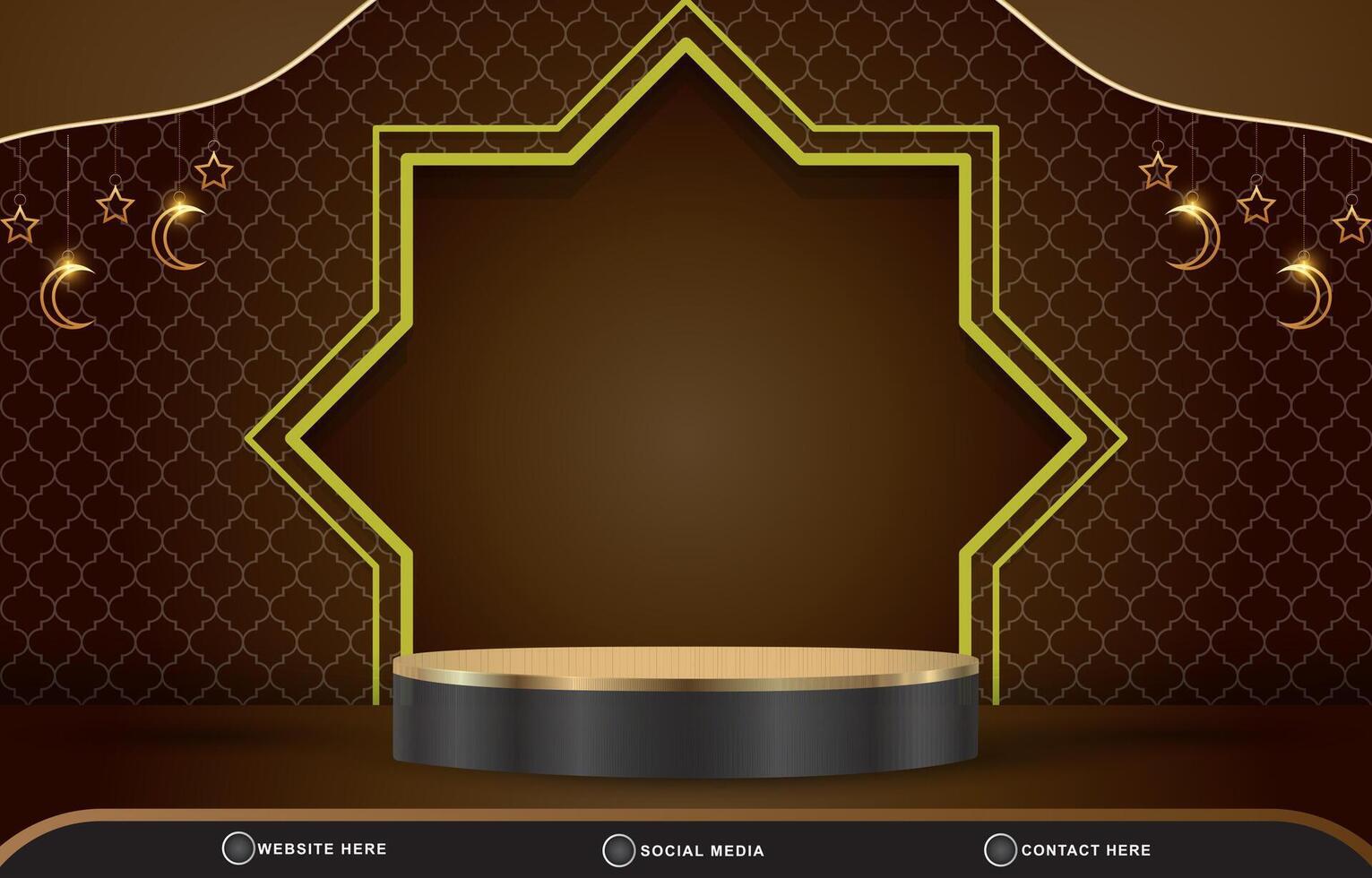 elegant ramadan sale template banner with blank space 3d podium for product sale with abstract gradient brown background design vector