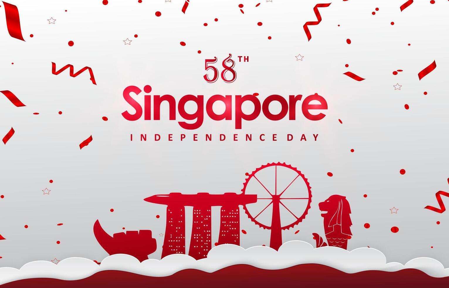 58th of august singapore independence day banner with abstract gradient red and white background design18 vector