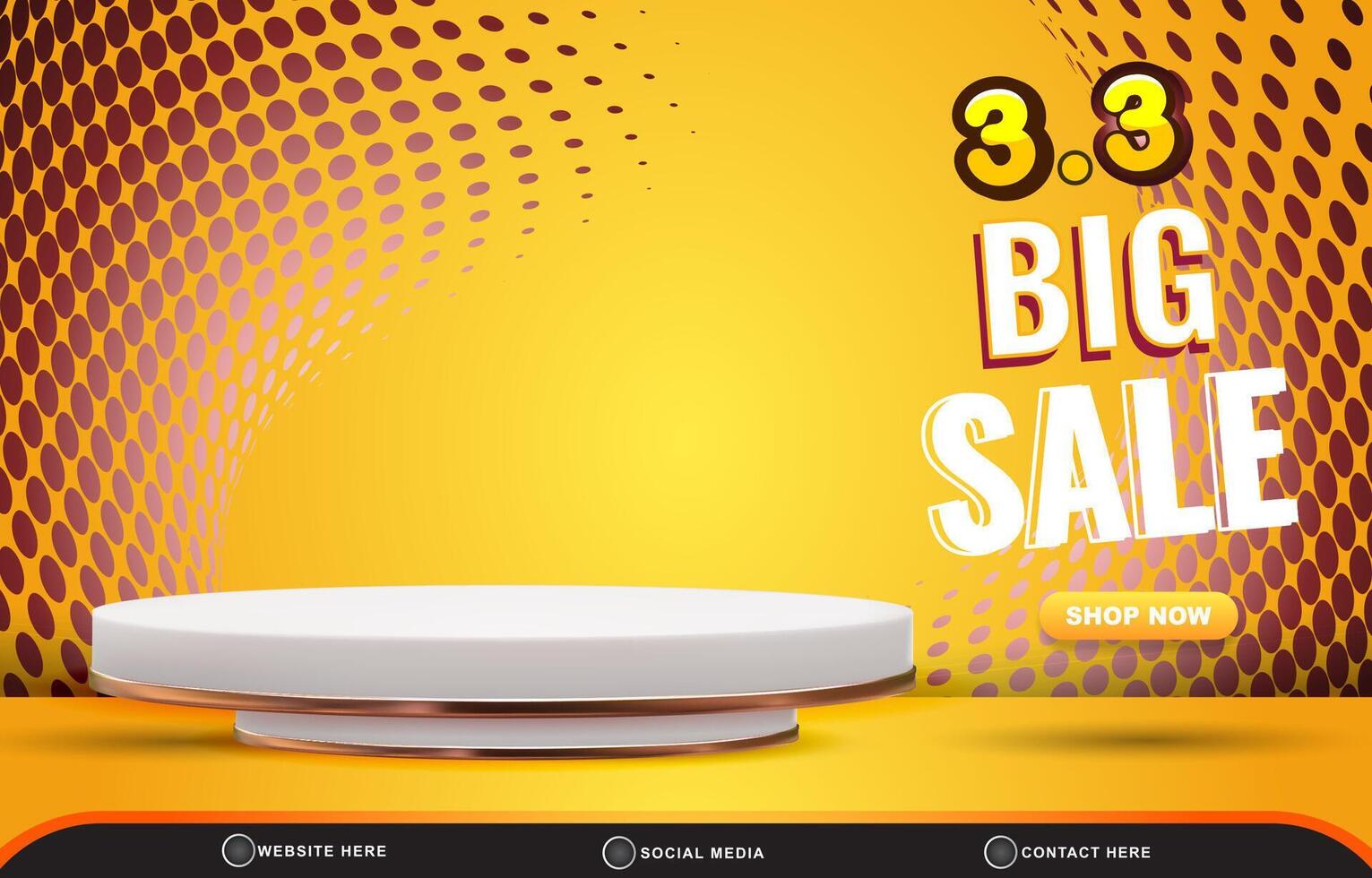 03.03 big sale discount template banner with blank space 3d podium for product sale with abstract gradient orange and brown background design vector