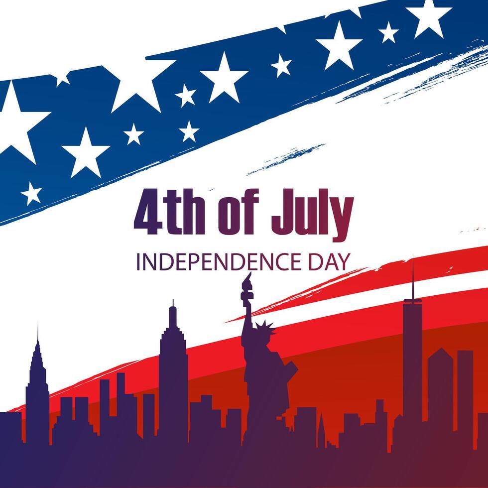 4th of july american independence day banner with abstract gradient blue and red background design3 vector