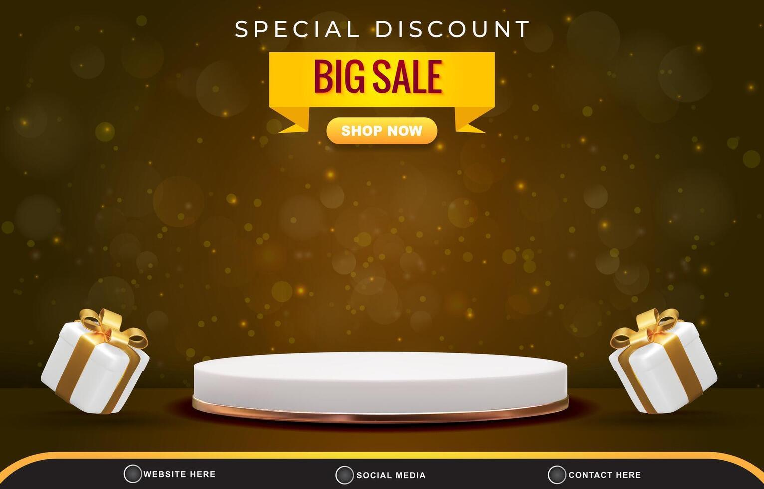 special discount big sale template banner with copy space 3d podium for product sale with abstract gradient brown background design vector