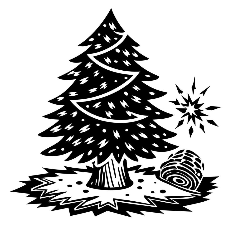 Festive Christmas Tree Illustration and Design Elements vector