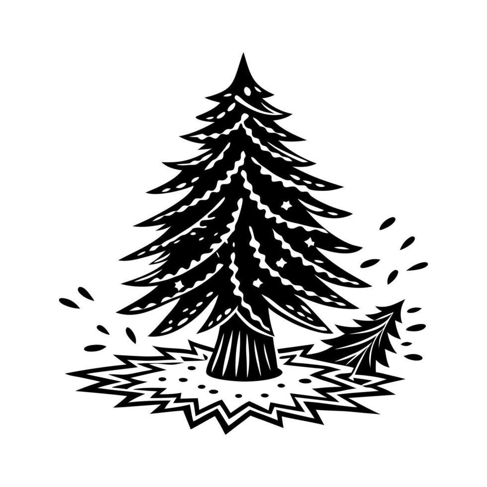 Whimsical Christmas Tree Illustration and Design Details vector