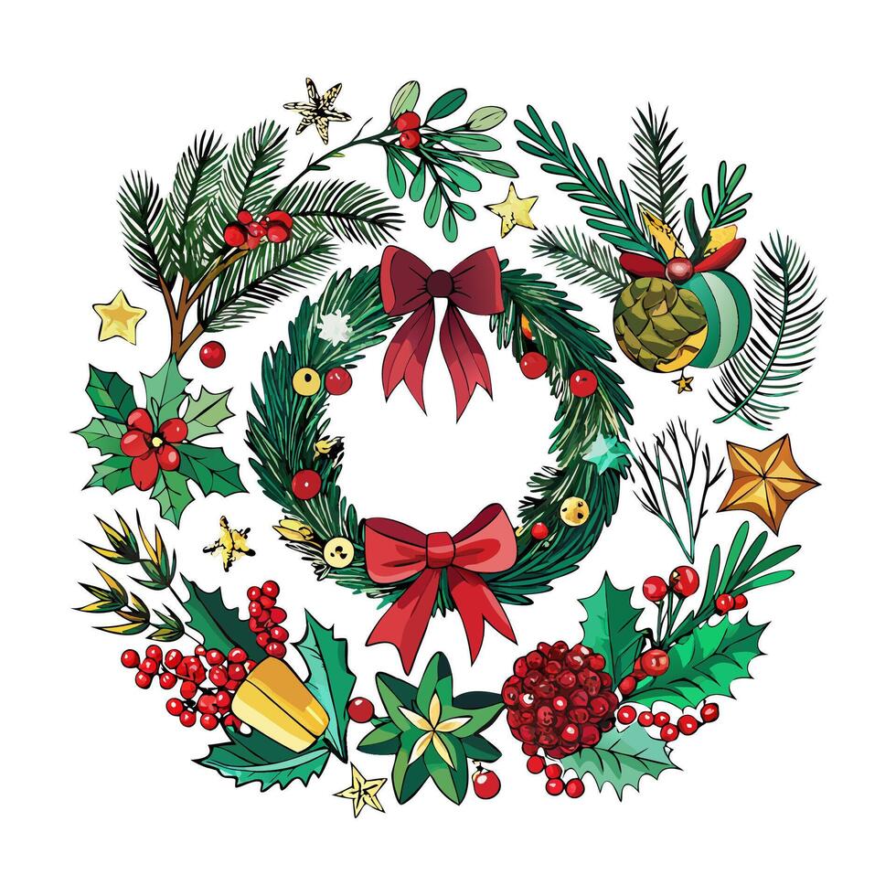 Elegant and Whimsical Festive Christmas Design Elements for Seasonal Decor and Graphics vector