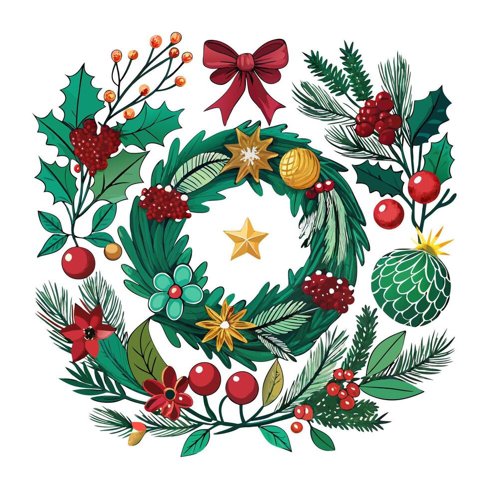 Comprehensive Collection of Festive Christmas Design Elements for Creative Holiday Projects vector