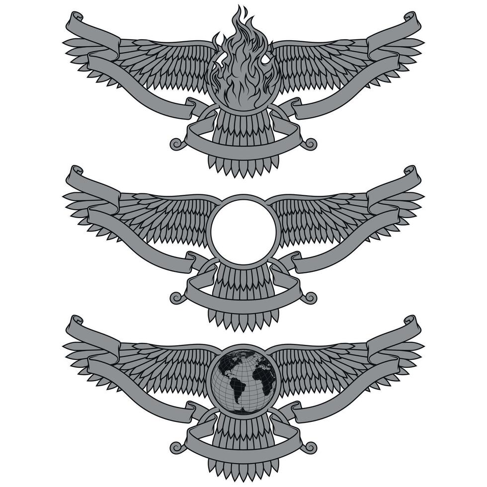 Zoroastrian winged solar disk with ribbon vector