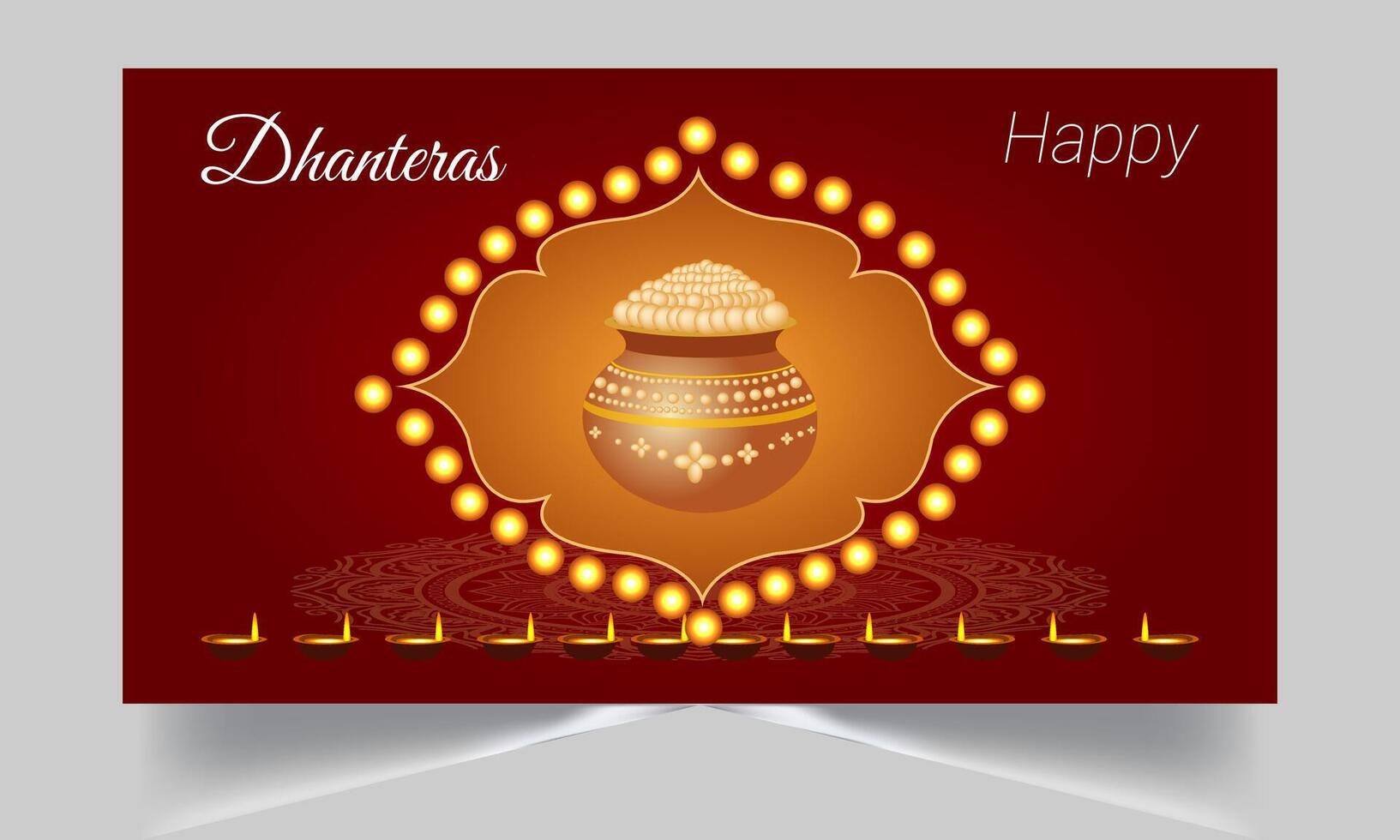 Happy Dhanteras - festival of lights colorful poster, Dhanteras festival template design. vector