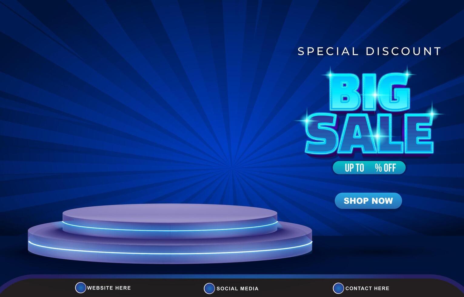 special discount big sale template banner with blank space 3d podium for product sale with abstract gradient dark blue background design vector