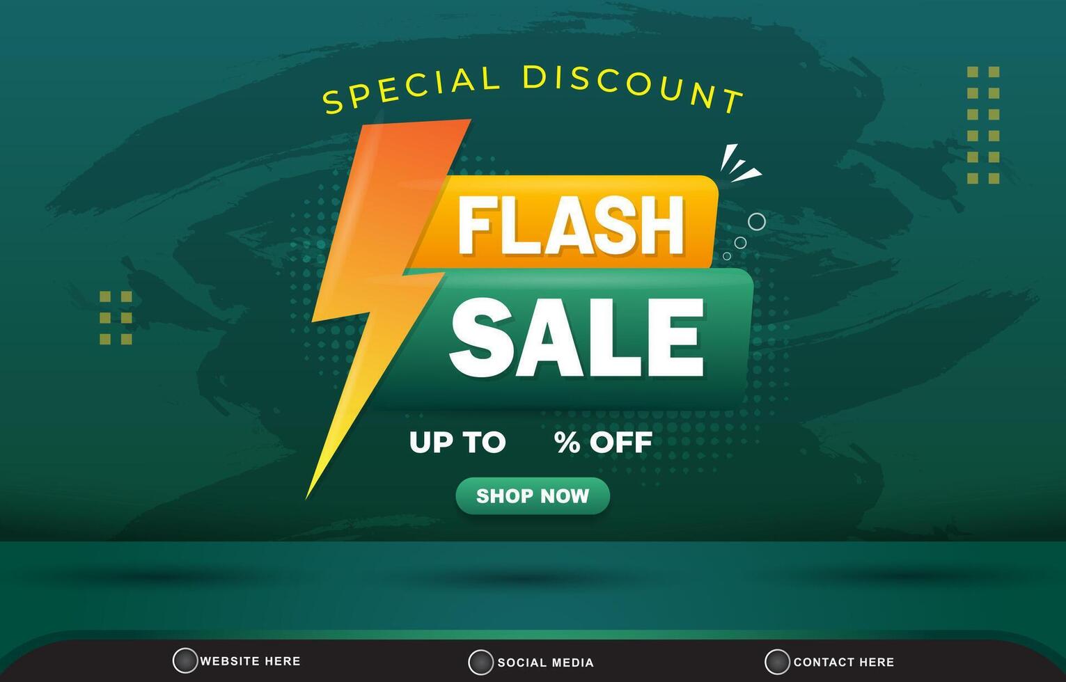 special discount flash sale with landscape template banner and copy space 3d podium for product sale with abstract gradient green background design vector