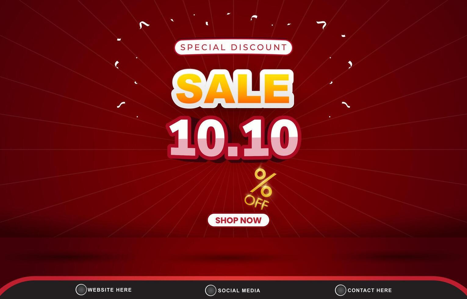 special discount sale 10.10 with landscape template banner and copy space for product sale with abstract gradient red background design vector