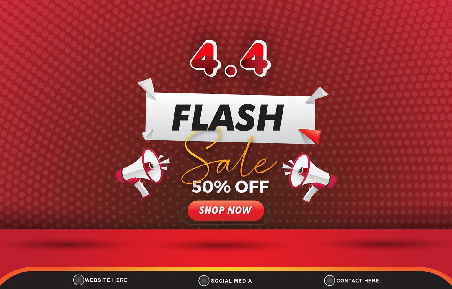 04.04 flash sale discount template banner with copy space 3d podium for product sale with abstract gradient red background design vector