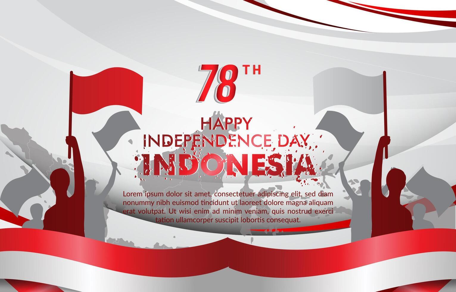 happy 78th of august indonesian independence day landscape banner for social media post with abstract gradient red and white background design7 vector