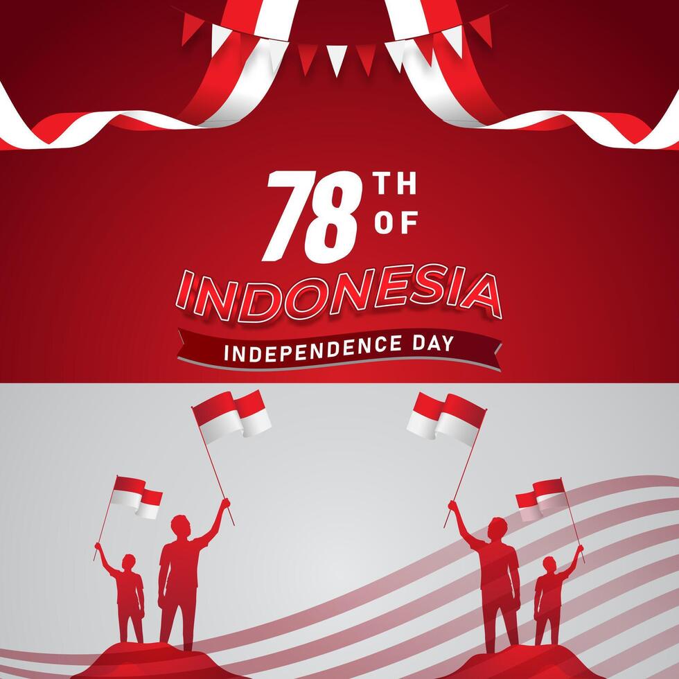 78th of august indonesian independence day sale square banner for social media post with 3d podium for sale with abstract gradient red and white background design11 vector