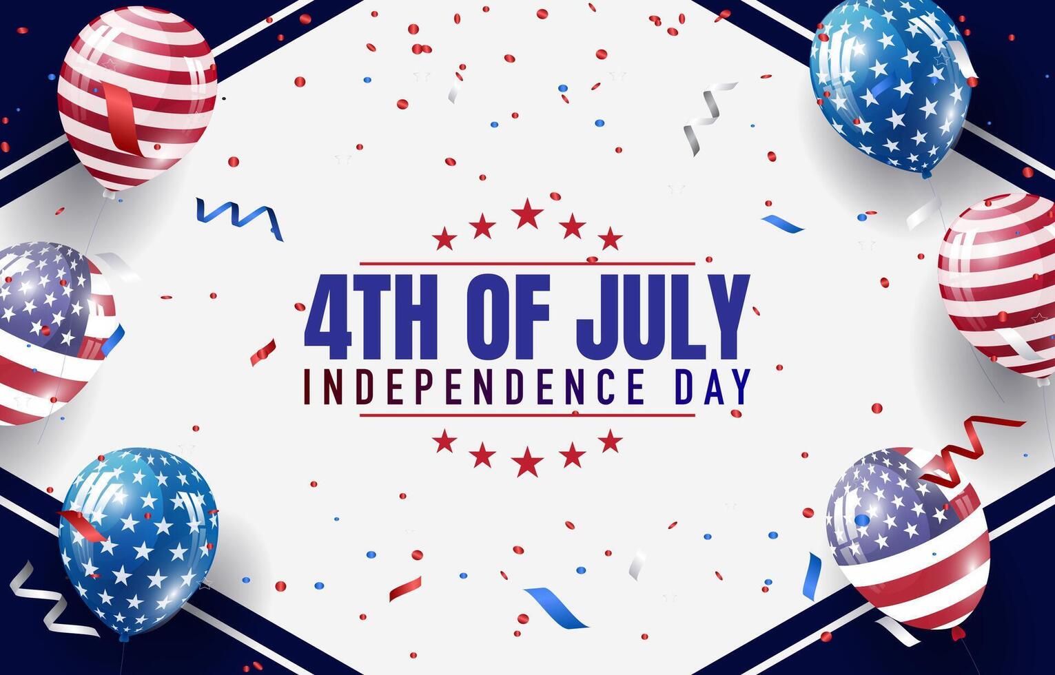 4th of july american independence day celebrate with landscape banner for social media post with abstract gradient blue and white background design vector