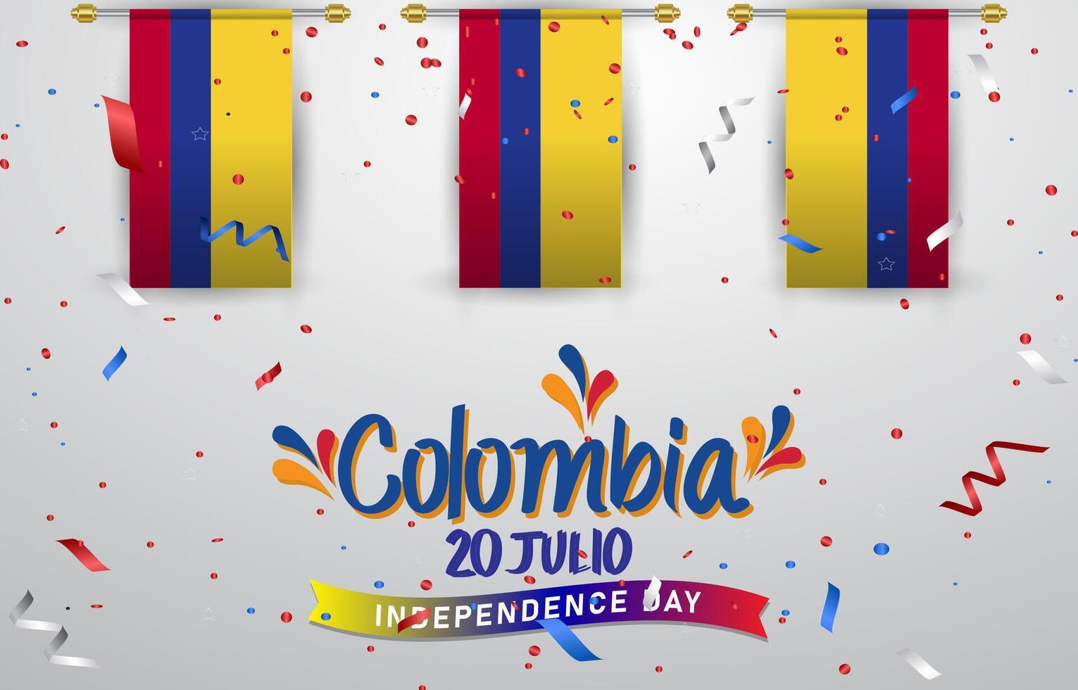 happy colombia independence day 20th of july landscape banner for social media post with abstract gradient background design2 vector