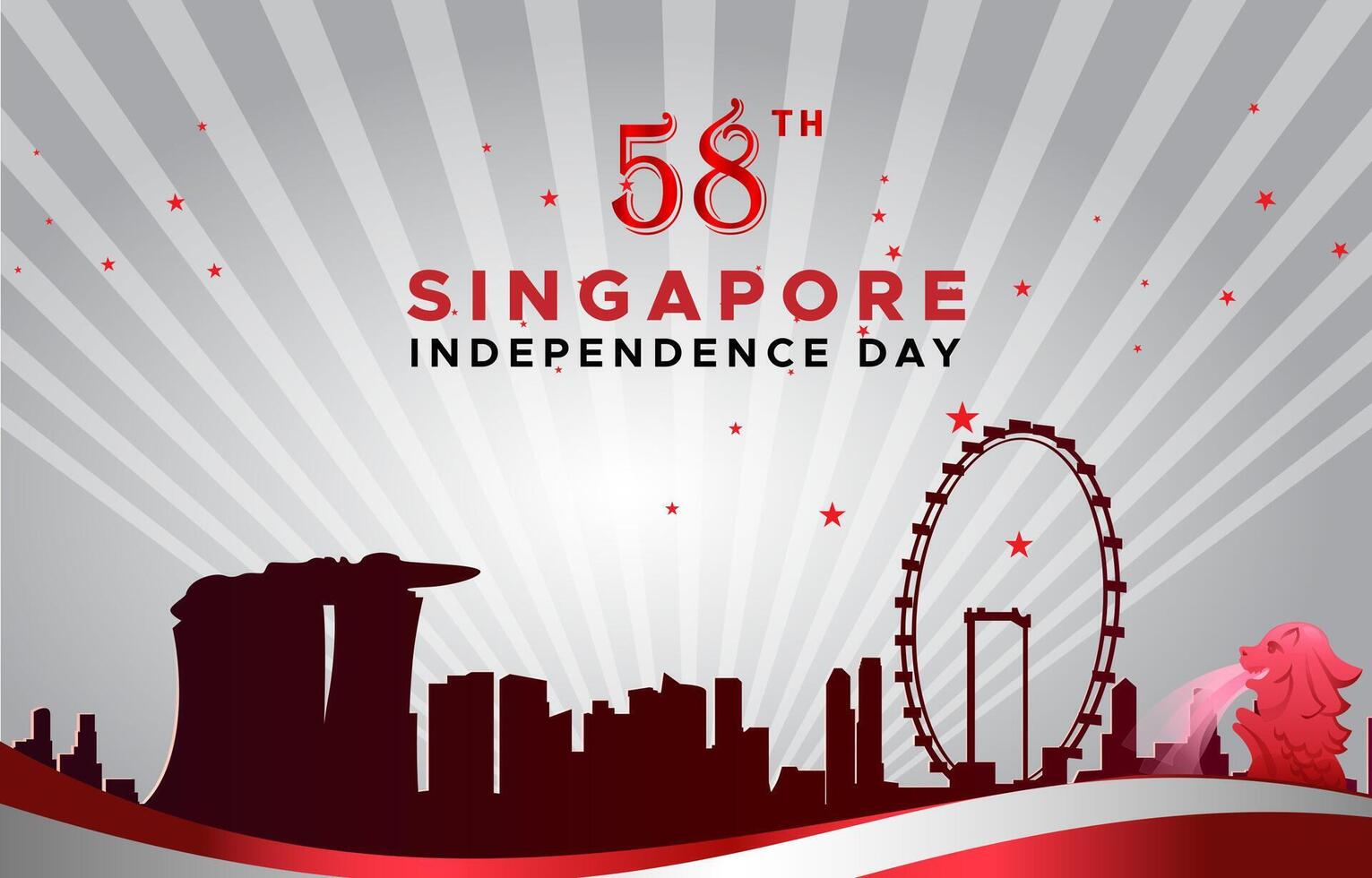 singapore independence day 58th of august banner with abstract gradient red and white background design2 vector