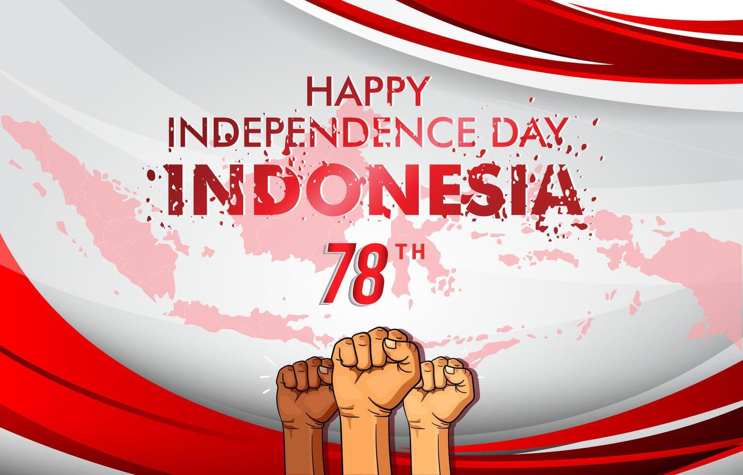 happy 78th of august indonesian independence day landscape banner for social media post with abstract gradient red and white background design vector