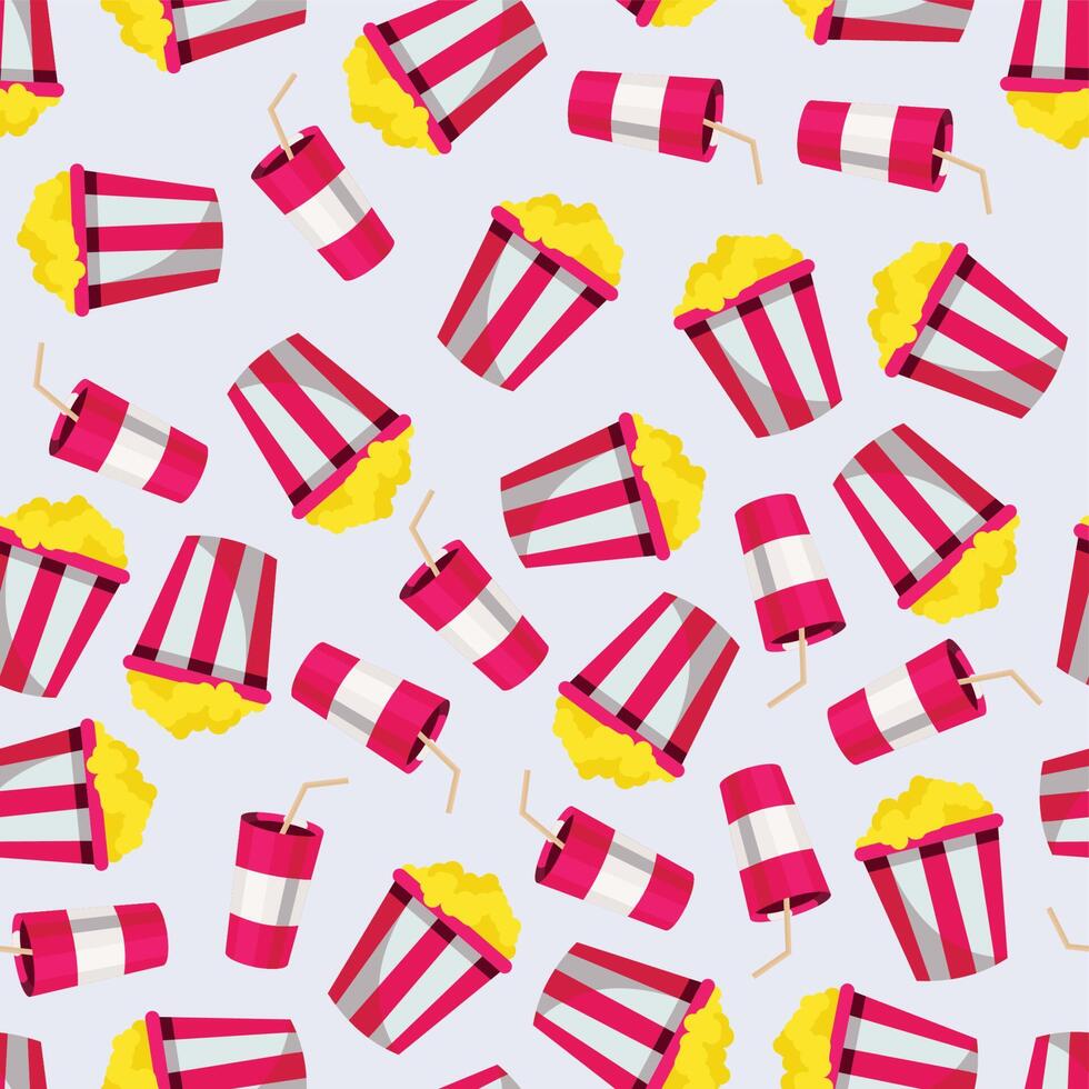 Popcorn seamless pattern background. Seamless pattern with Movie icons background vector