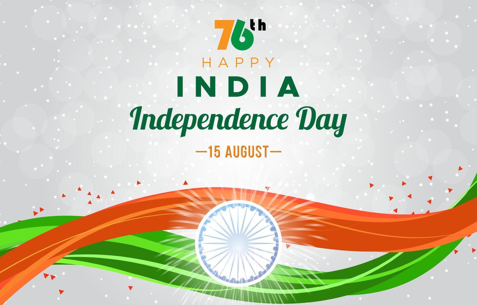 happy 15th of august india independence day banner with orange white and green background design vector