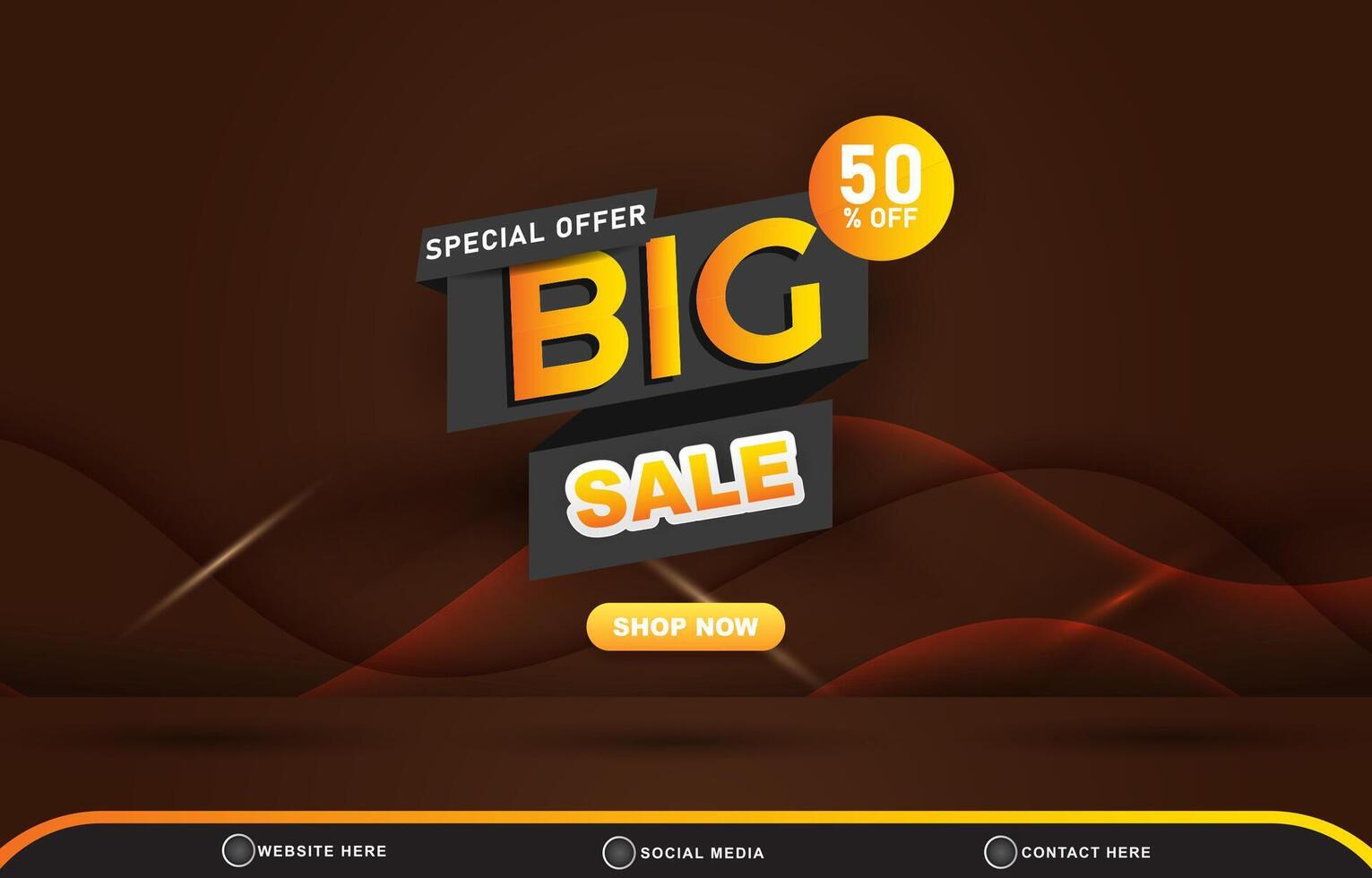special offer big sale template banner with blank space 3d podium for product sale with abstract gradient brown background design vector