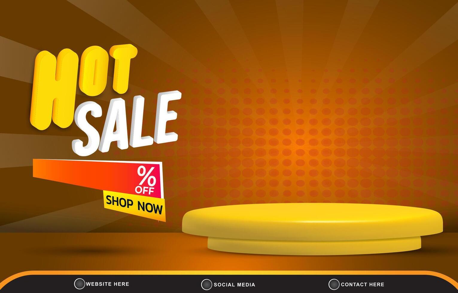 hot sale template banner with blank space 3d podium for product sale with abstract gradient brown and golden background design vector
