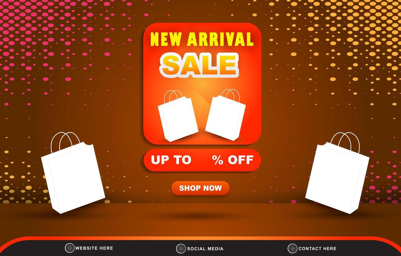 new arrival sale template banner with blank space for product sale with abstract gradient brown background design vector