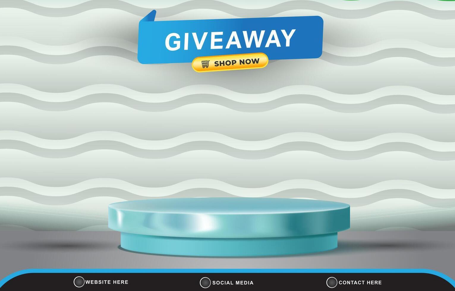 giveaway sale discount social media template banner with blank space 3d podium for product sale with abstract gradient white background design vector