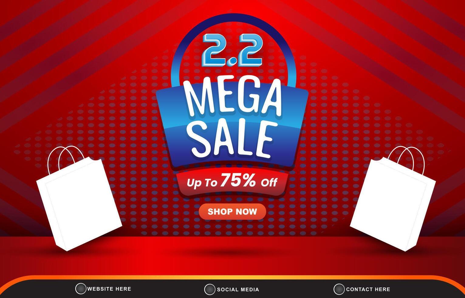 02.02 mega sale discount tempate banner with blank space for product sale with abstract gradient red background design vector
