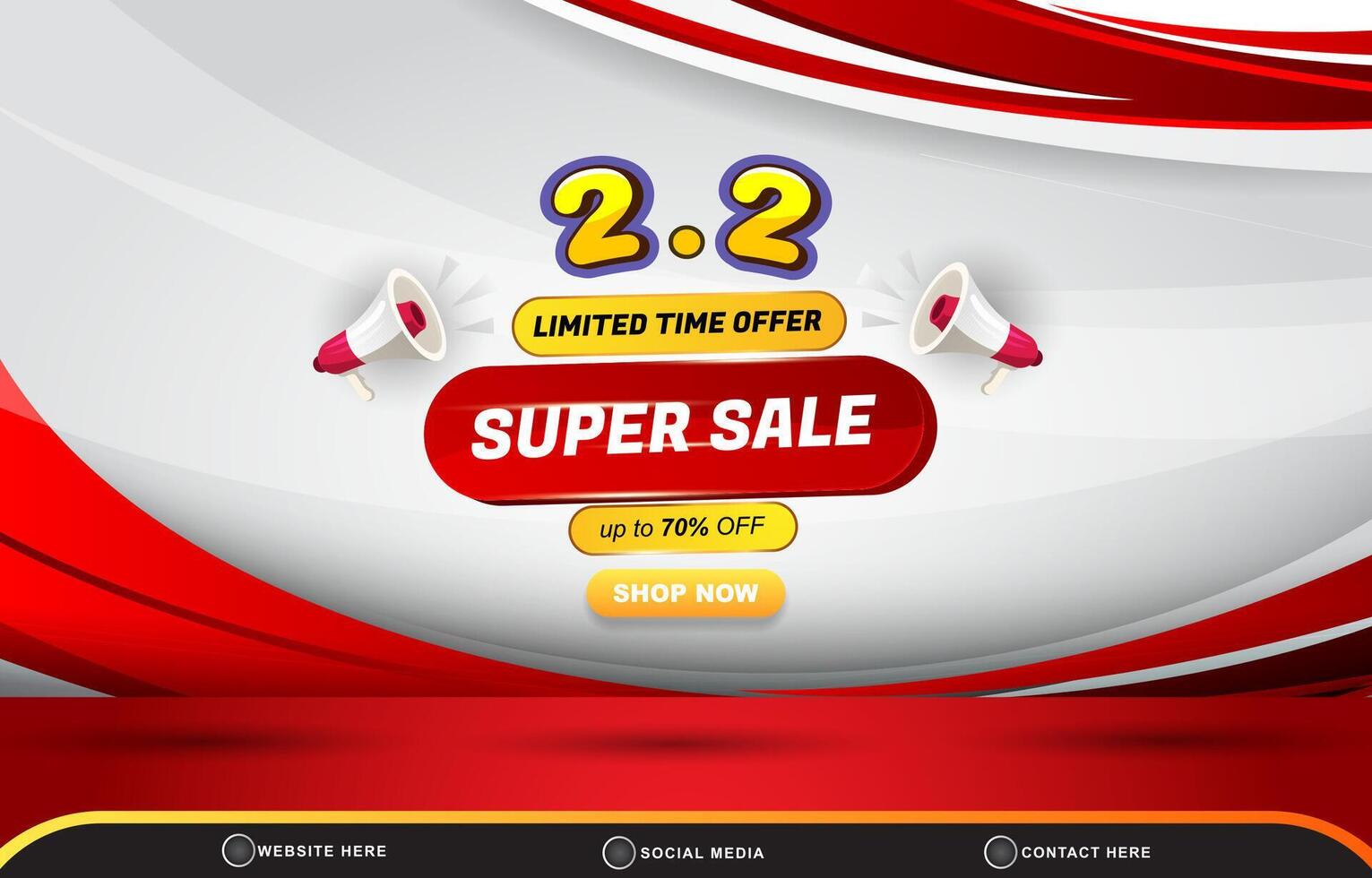 02.02 limited super sale discount template banner with blank space for product sale with abstract gradient red and white background design vector