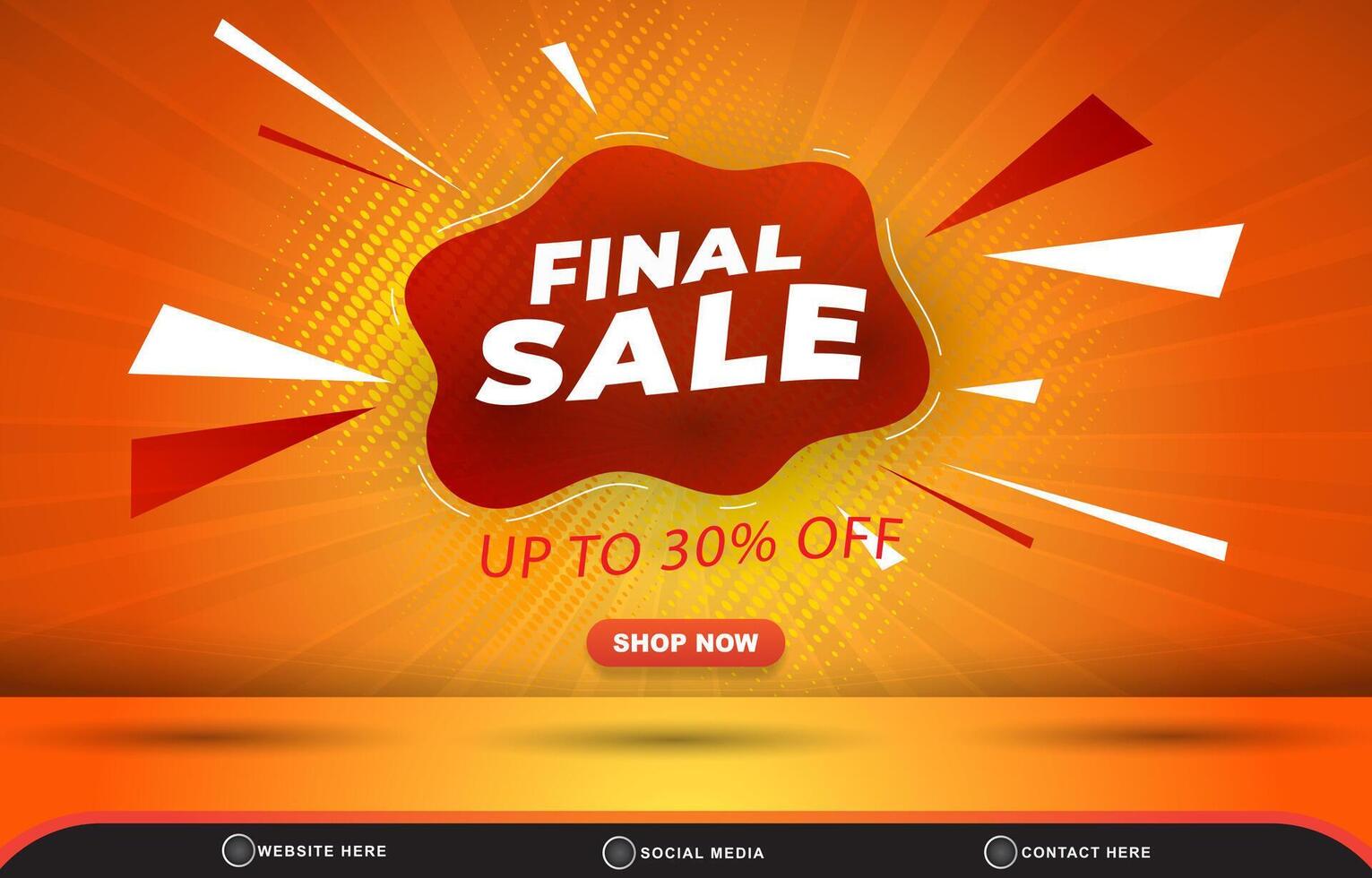 final sale discount template banner with blank space for product sale with abstract gradient red and orange background design vector